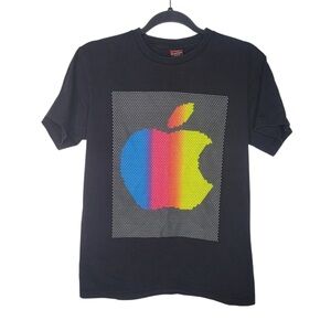 Vintage 90s Apple Computers Puff Print Macintosh T-Shirt in Black Size Medium
